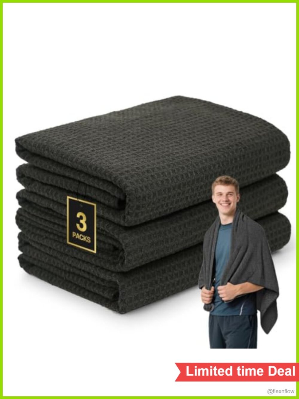 Microfiber Gym Towels Quick Dry Waffle 3 Pack Yoga Fitness Sports Towel Set